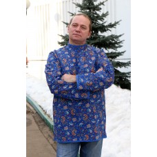 Russian cotton blue floral paisley shirt