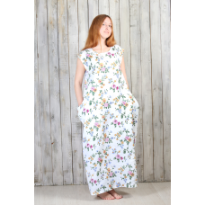 Long linen summer dress Flower