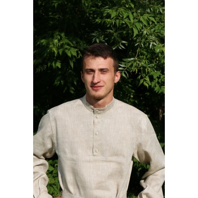 Russian Slavic linen shirt with cuffs