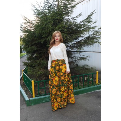 Hohloma Russian cotton skirt