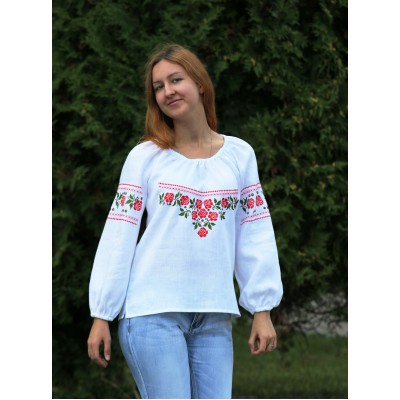 Slavic linen blouse Roses